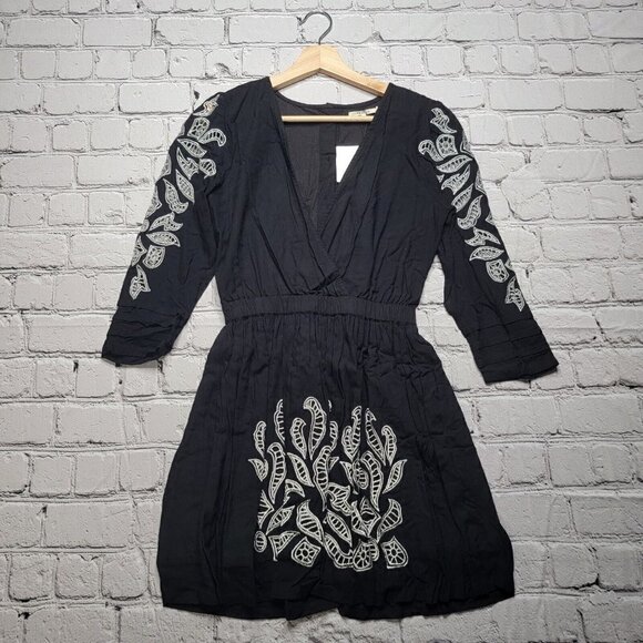 Tularosa Sage Embroidered Dress Black With White Stitch Size XS NWoT - Picture 1 of 13
